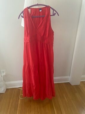 Old Navy Red Sleeveless V-Neck Maxi Dress